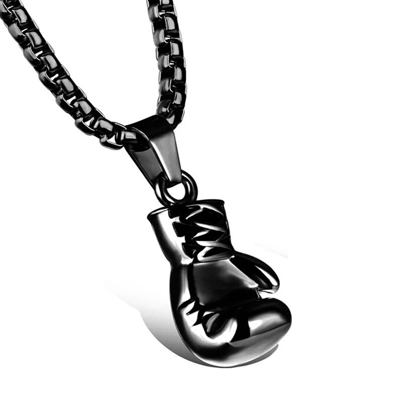 2018 Trendy Black Plated Fashion Mini Boxing Glove Necklace Boxing Jewelry Stainless Steel Collar de Cadena Cool Pendant