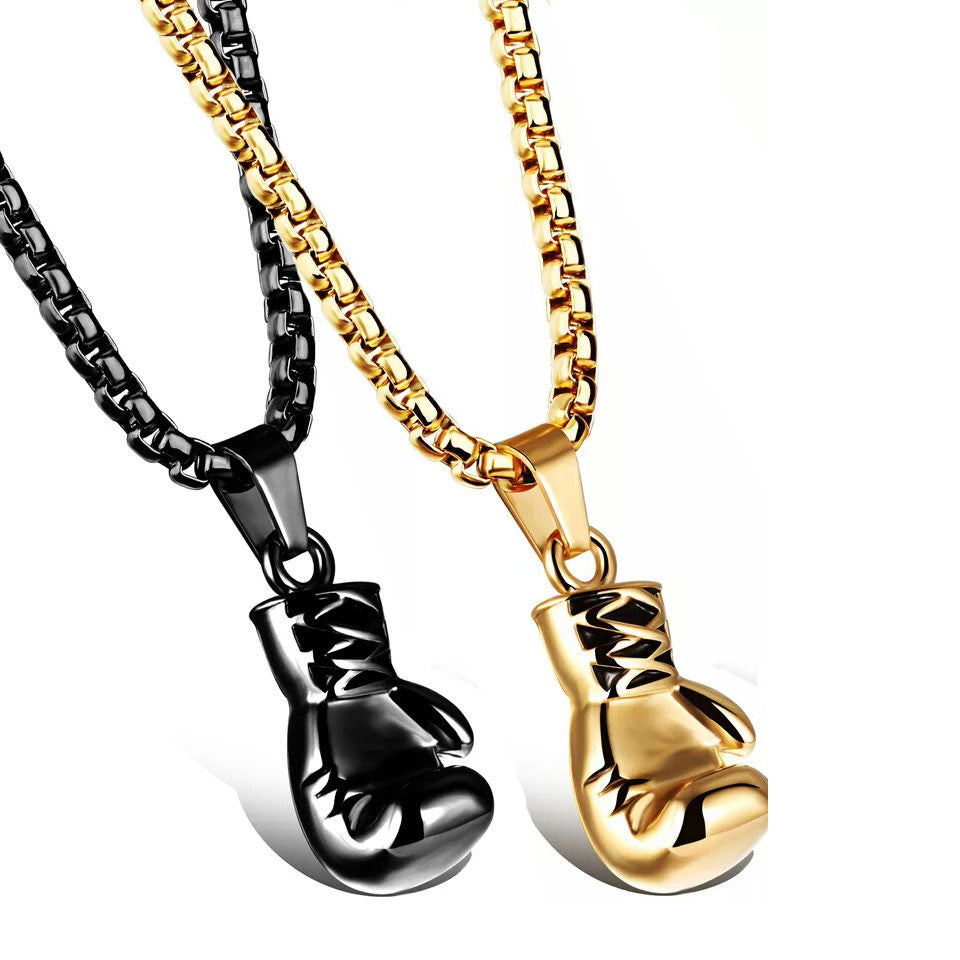 2018 Trendy Black Plated Fashion Mini Boxing Glove Necklace Boxing Jewelry Stainless Steel Collar de Cadena Cool Pendant