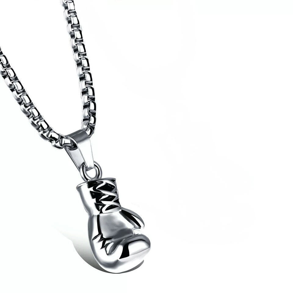2018 Trendy Black Plated Fashion Mini Boxing Glove Necklace Boxing Jewelry Stainless Steel Collar de Cadena Cool Pendant