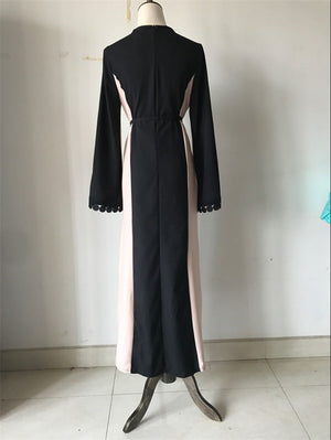 Muslim Open Abaya Dress Elegant Cotten Linen Lace Cardigan Long Robe Kimono Jubah Ramadan Arabic Turkish Islamic Prayer Clothing