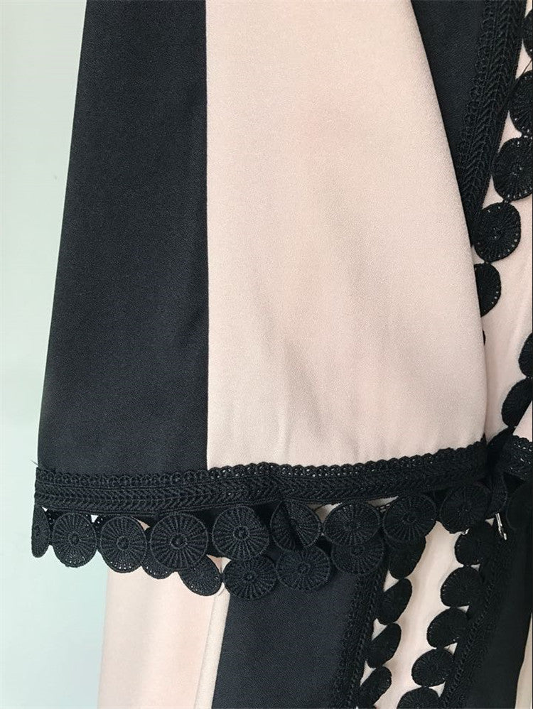 Muslim Open Abaya Dress Elegant Cotten Linen Lace Cardigan Long Robe Kimono Jubah Ramadan Arabic Turkish Islamic Prayer Clothing