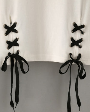 MERRY PRETTY new summer crop tops women t shirt letter print short sleeve lace up cotton loose sexy white t-shirt dance tee tops