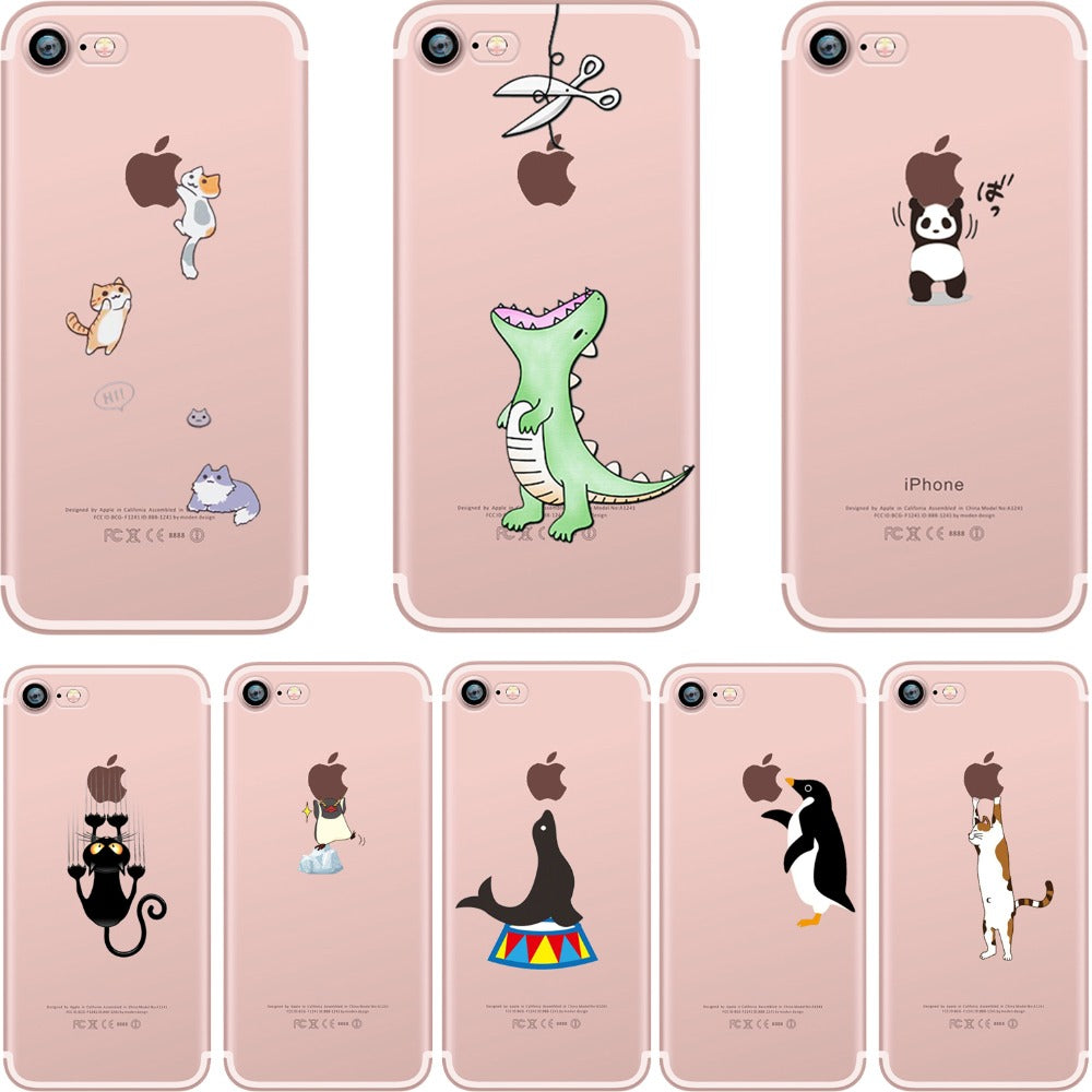 Cute Animals Soft Silicon Case Cover for IPhone 7 6 6S 8 Plus 5S SE X