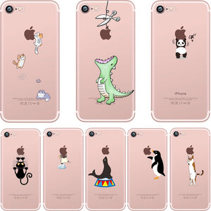 Cute Animals Soft Silicon Case Cover for IPhone 7 6 6S 8 Plus 5S SE X