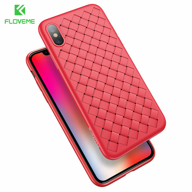 Luxury Grid Weaving Cases For iPhone 6 6s 7 8 Plus X Cover