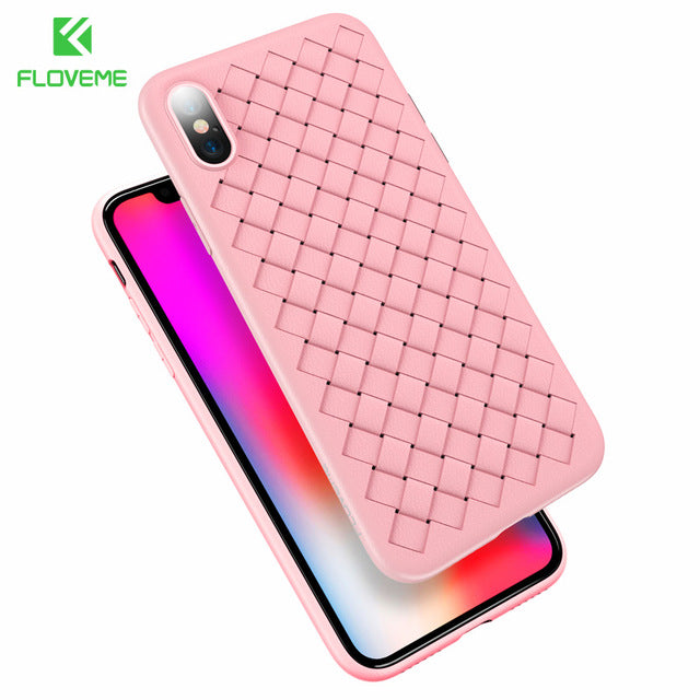 Luxury Grid Weaving Cases For iPhone 6 6s 7 8 Plus X Cover