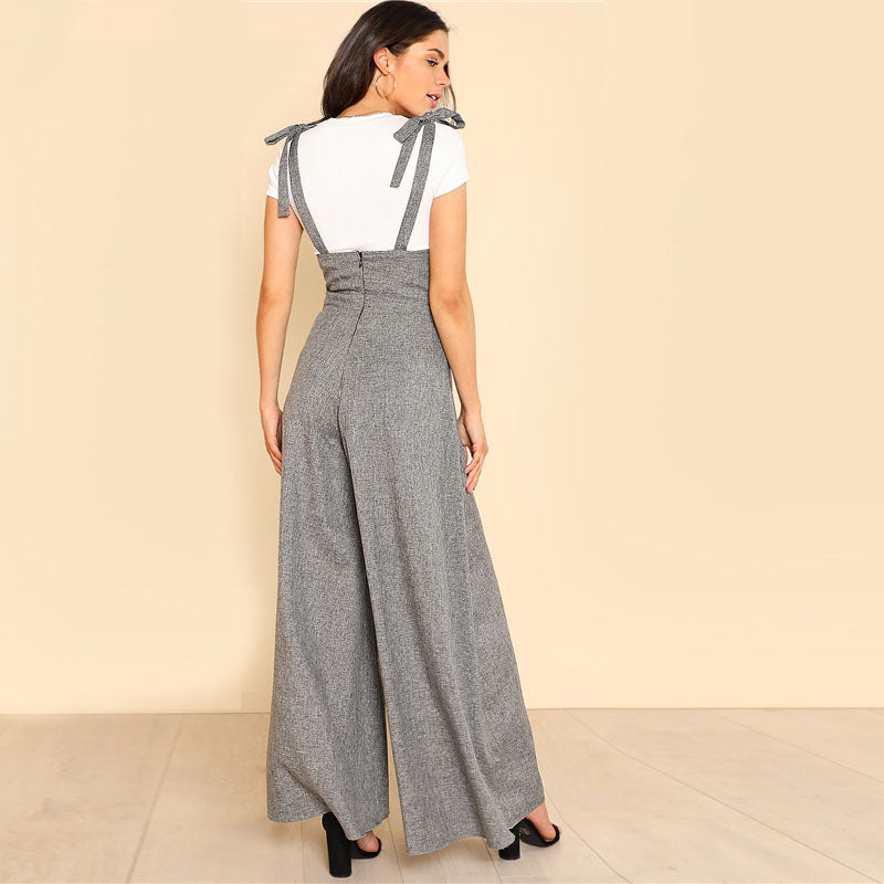 Self Tie Strap Wide Leg Jumpsuit