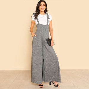Self Tie Strap Wide Leg Jumpsuit