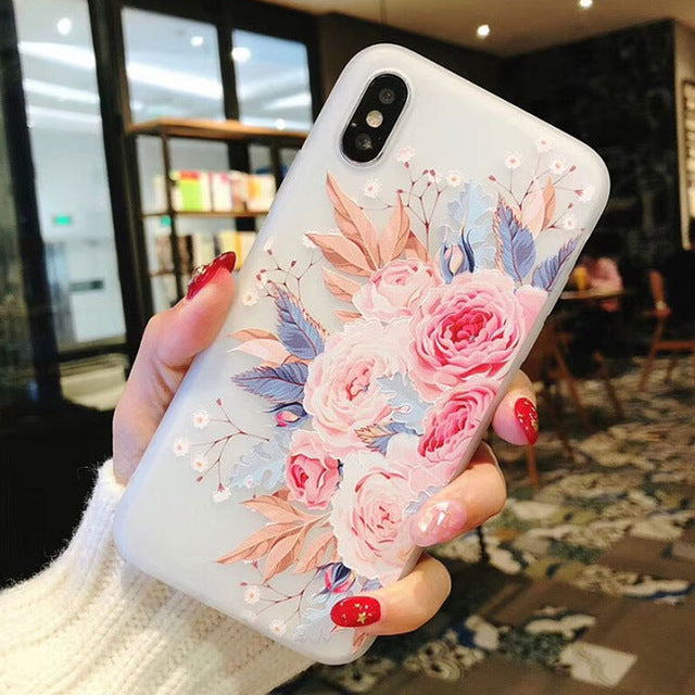 Flower Silicon Phone Case For iPhone 7 8 Plus