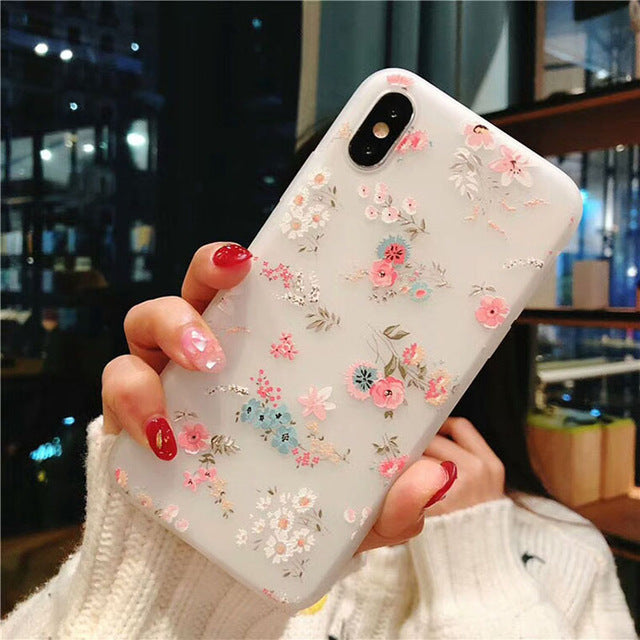 Flower Silicon Phone Case For iPhone 7 8 Plus
