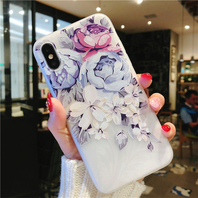 Flower Silicon Phone Case For iPhone 7 8 Plus