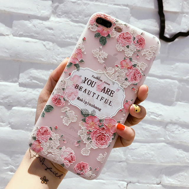 Flower Silicon Phone Case For iPhone 7 8 Plus