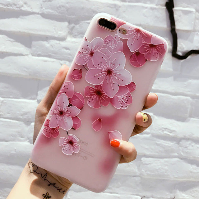Flower Silicon Phone Case For iPhone 7 8 Plus