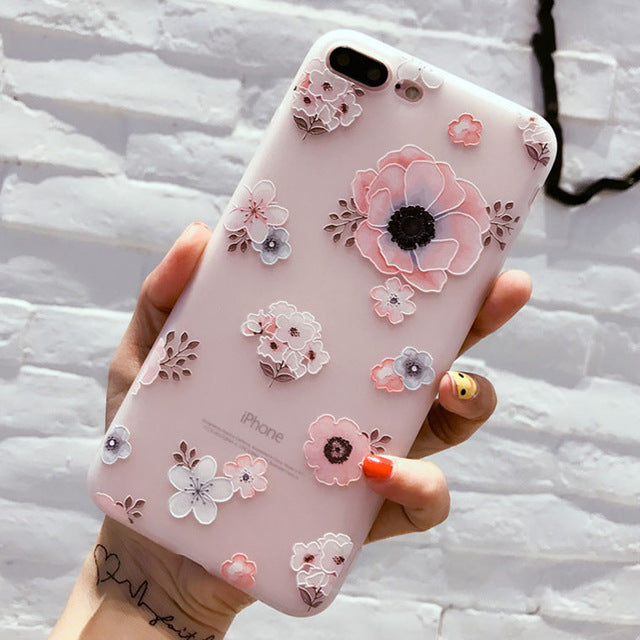 Flower Silicon Phone Case For iPhone 7 8 Plus