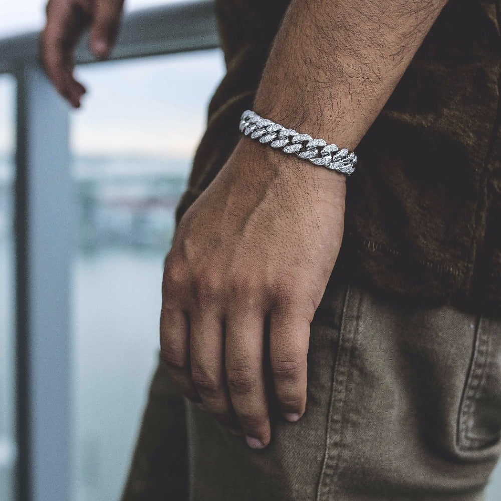 top quality micro pave cz cuban link chain size 7" 8" 9" boy men hip hop bling iced out wide big cz Miami chain bracelet bling