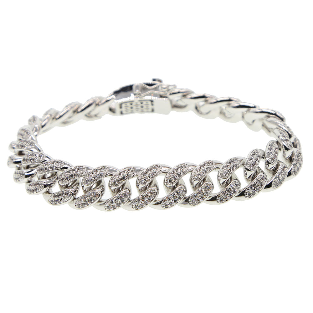 top quality micro pave cz cuban link chain size 7" 8" 9" boy men hip hop bling iced out wide big cz Miami chain bracelet bling