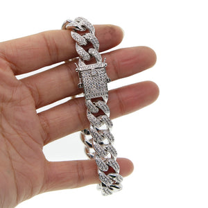 top quality micro pave cz cuban link chain size 7" 8" 9" boy men hip hop bling iced out wide big cz Miami chain bracelet bling
