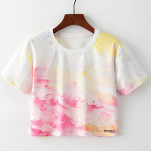 Giraffe with Glasses Cropped Short Sleeve T Shirt