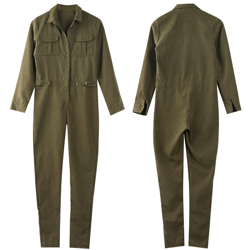 Sexy Long Sleeve Army Green Jumpsuit