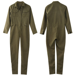 Sexy Long Sleeve Army Green Jumpsuit