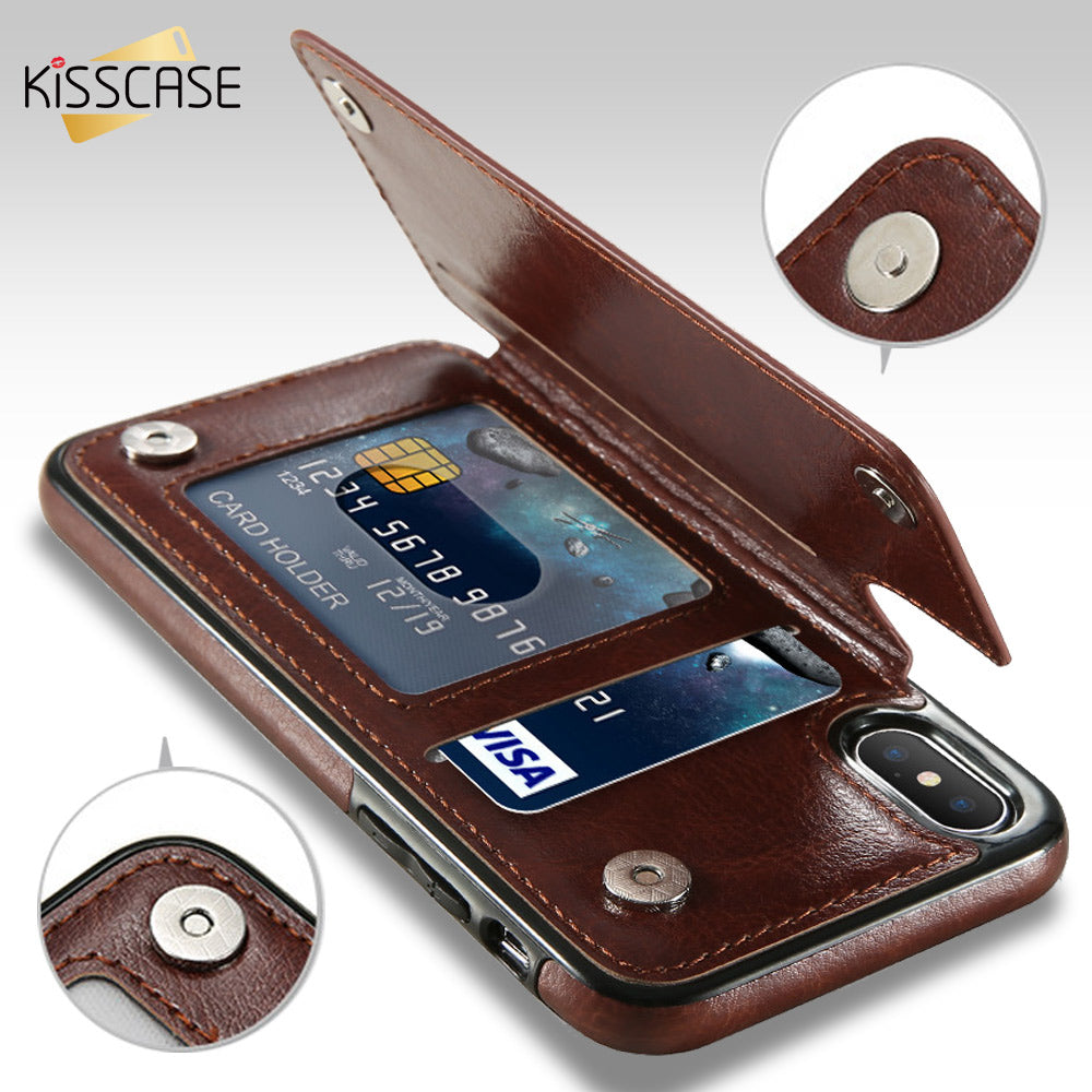Multi Card Holders Case Cover For iPhone 8 7 6 6s Plus X Shells