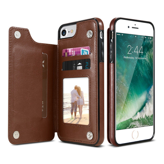 Multi Card Holders Case Cover For iPhone 8 7 6 6s Plus X Shells