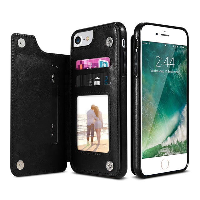 Multi Card Holders Case Cover For iPhone 8 7 6 6s Plus X Shells