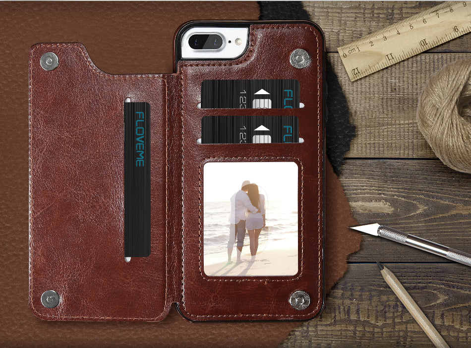 Multi Card Holders Case Cover For iPhone 8 7 6 6s Plus X Shells