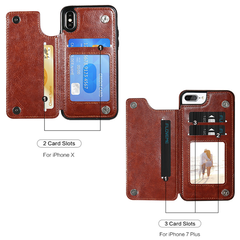 Multi Card Holders Case Cover For iPhone 8 7 6 6s Plus X Shells