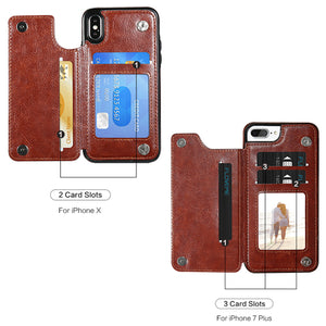 Multi Card Holders Case Cover For iPhone 8 7 6 6s Plus X Shells