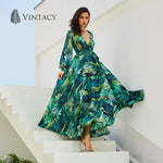 Tropical Long Sleeve Maxi Dress