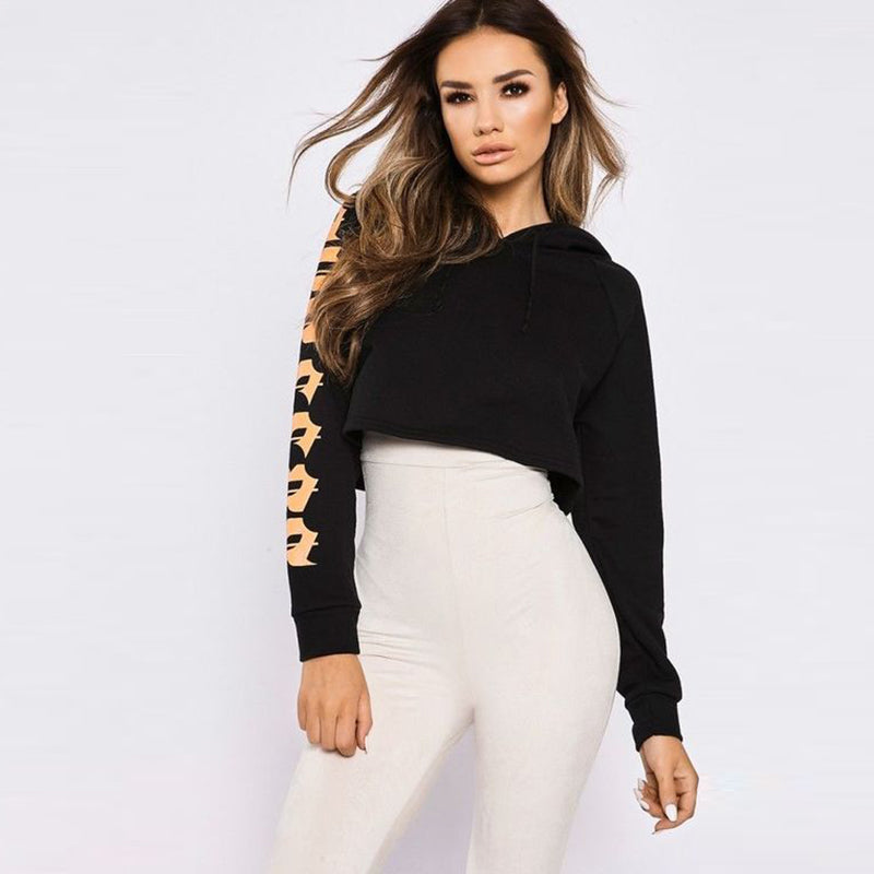 Sexy Long Sleeve Cropped Hoodie