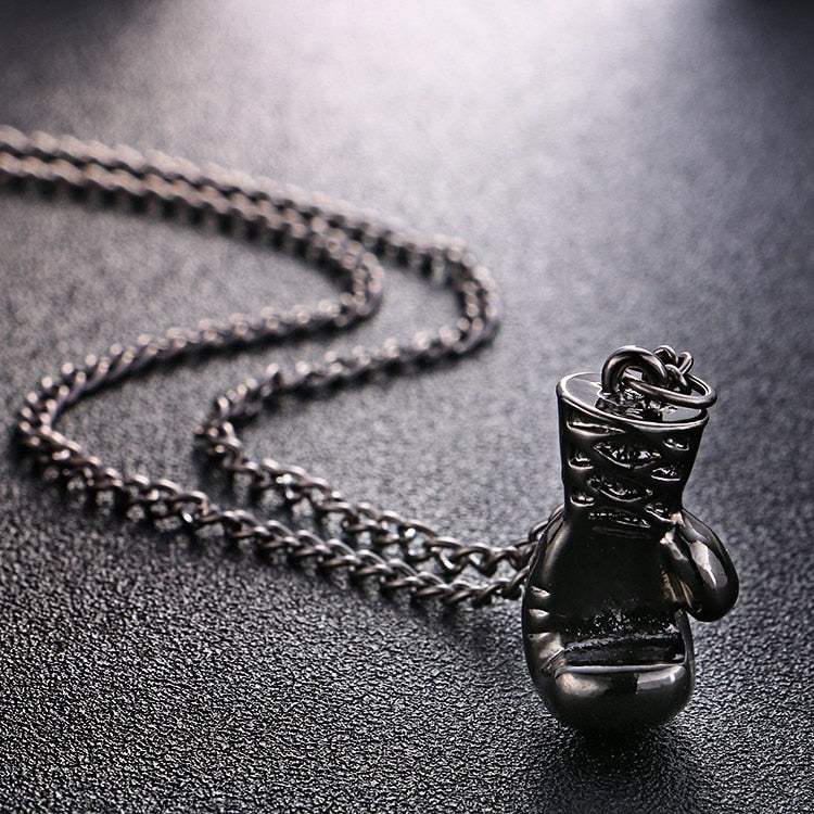 2018 Trendy Black Plated Fashion Mini Boxing Glove Necklace Boxing Jewelry Stainless Steel Collar de Cadena Cool Pendant