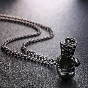 2018 Trendy Black Plated Fashion Mini Boxing Glove Necklace Boxing Jewelry Stainless Steel Collar de Cadena Cool Pendant